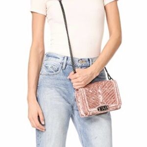 Rebecca Minkoff Love Chevron Quilted Velvet Crossbody